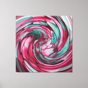 Pink N Teal Abstract Art -Dolphin N Eagle -Canvas Canvas Print