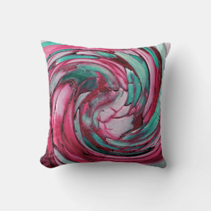 Pink N Teal Abstract Art Throw Pillow
