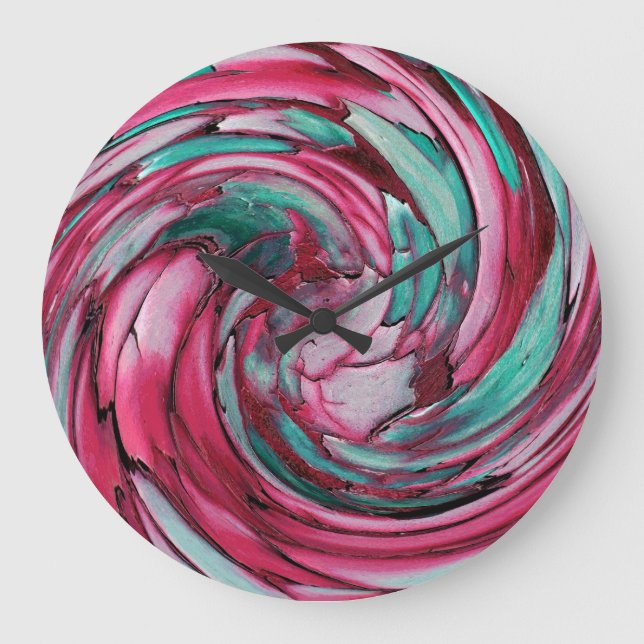 PINK N TEAL Dolphin vs Eagle Abstract Wall Clock (Front)