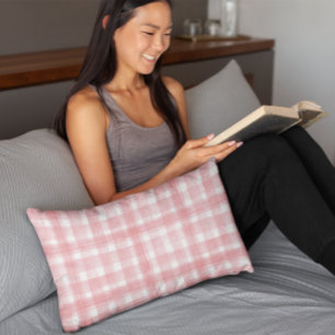 Pink n White Watercolor Gingham Chequered Pattern Pillowcase