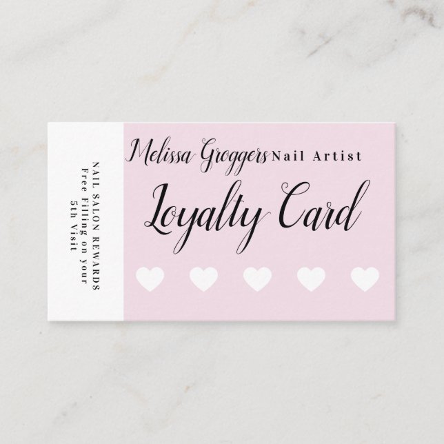 Pink Nail Artist Reward Loyalty Business Card (Front)