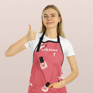 Pink Nail Polish Bottle Manicurist Professional Apron