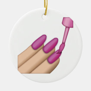 Pink Nail Polish - Emoji Ceramic Tree Decoration
