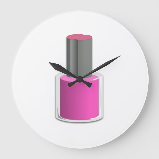 Pink Nail Polish Large Clock (Front)