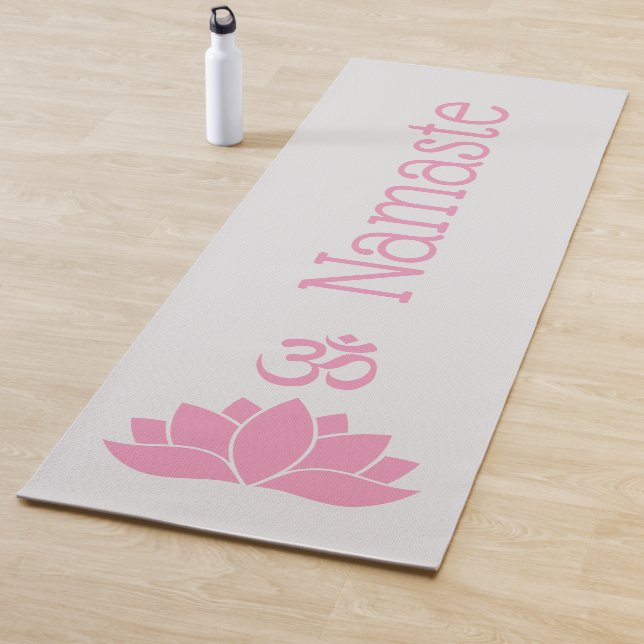 Pink Namaste Om Lotus Flower Zen Yoga Mat (In Situ)