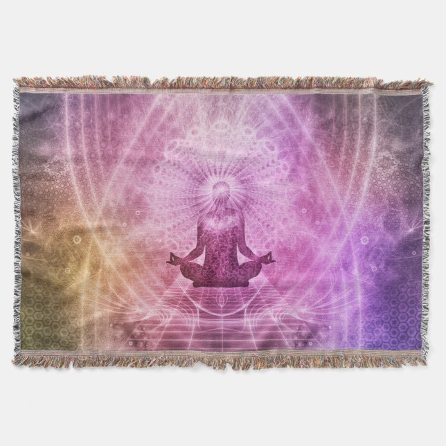 Pink Namaste Zen Throw Blanket (Front)