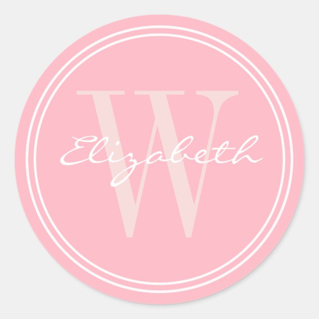 Pink Name Monogram Envelope Seals (Front)