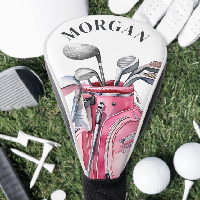 Pink Name Monogram Personalised Golf Head Cover (Pink Name Monogram Golf Head Cover)