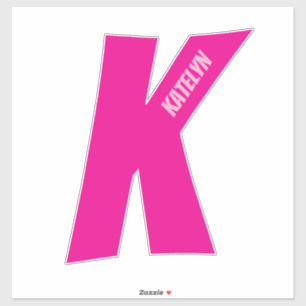 Pink Name Sticker with Initial K