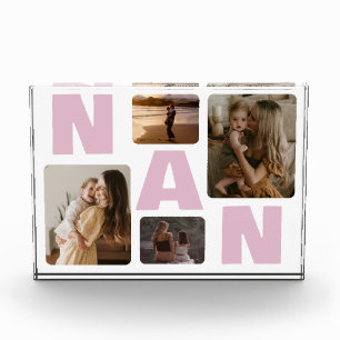 Pink Nan Grandma's Family Photo Collage  Block