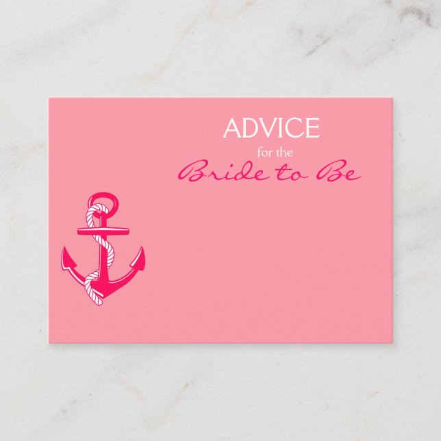 Pink Nautical Advice for the Bride to Be Cards (Front)