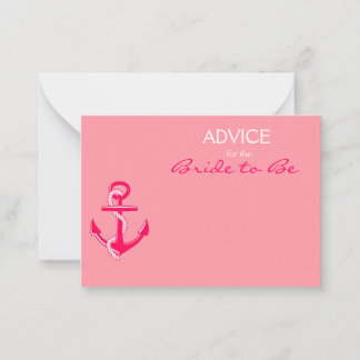 Pink Nautical Advice for the Bride to Be Cards