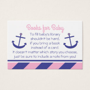 Pink Nautical Anchor Baby Shower Bring a Book Card