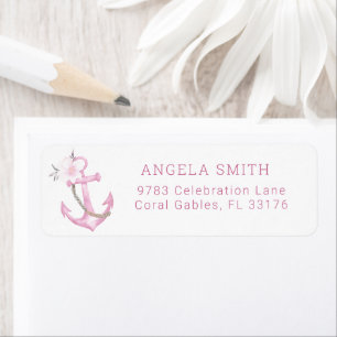 Pink Nautical Anchor Baby Shower Return Address