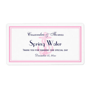 Pink Nautical Anchor Pink Framed H Water Bottle