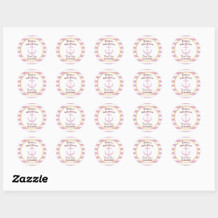 Pink Nautical Baby Event Stickers - Baby Shower