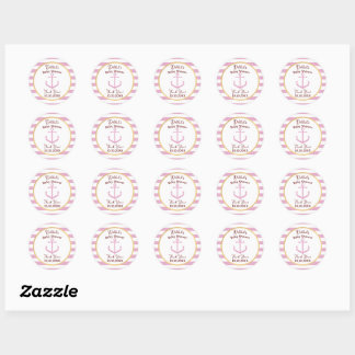Pink Nautical Baby Event Stickers - Baby Shower