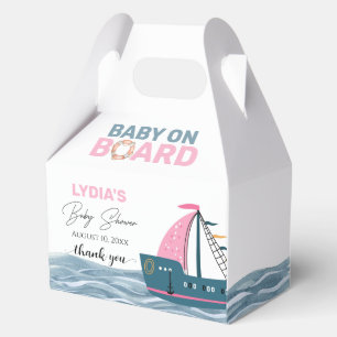 Pink Nautical Baby on Board Baby Shower Favour Box