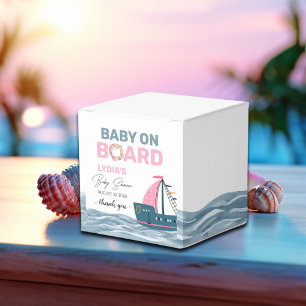 Pink Nautical Baby on Board Baby Shower Favour Box