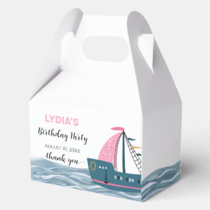 Pink Nautical Baby on Board Birthday Party Favour Box