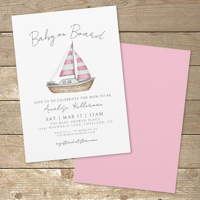 Pink Nautical Baby Shower Invitation (Pink Nautical Baby Shower Invitation)