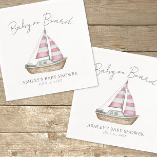 Pink Nautical Baby Shower Napkin