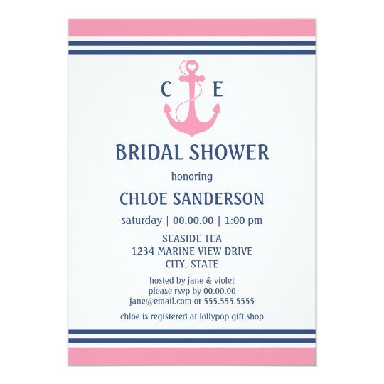 Pink Nautical Bridal Shower Invitations