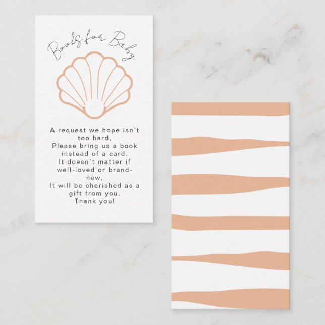 Pink Nautical Stripes Clamshell Baby Girl Shower Enclosure Card (Front/Back)