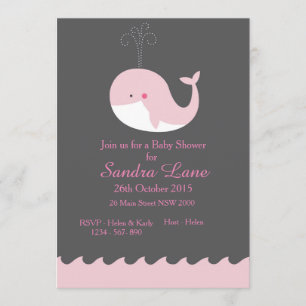 Pink Nautical Whale Baby Shower Invitation