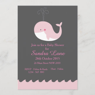 Pink Nautical Whale Baby Shower Invitation