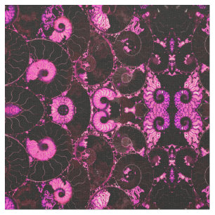 Pink Nautilus abstract fossil shell pattern Fabric