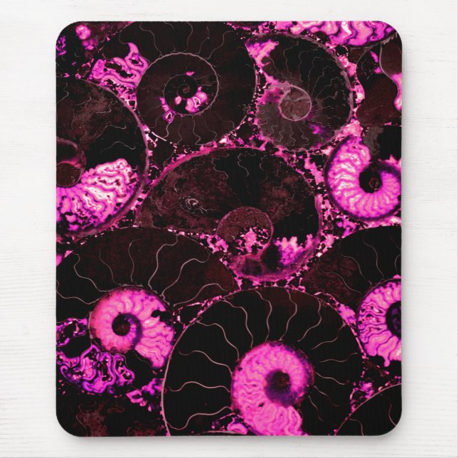 Pink Nautilus fossil shell pattern  Mouse Mat (Front)