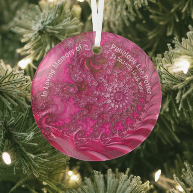 Pink Nautilus Fractal Memorial Suncatcher Glass Tree Decoration (Insitu)
