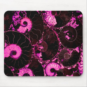 Pink Nautilus pink spiral fossil Mouse Mat