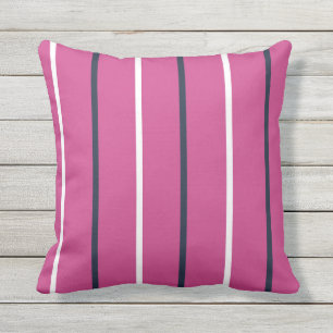Pink Navy and White Thin Vertical Stripes Cushion