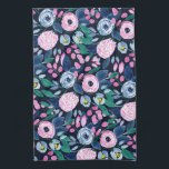 Pink Navy Blue Floral Bouquet Watercolor Pattern Tea Towel<br><div class="desc">This modern and elegant watercolor pattern is perfect for the trendy and stylish woman. It features hand-painted berry pink, blush pink, navy blue, pastel blue, neon yellow, and teal green flowers and leaves pattern on top of a dark navy blue background. It's artsy, pretty, girly, delicate, and sweet; the perfect...</div>