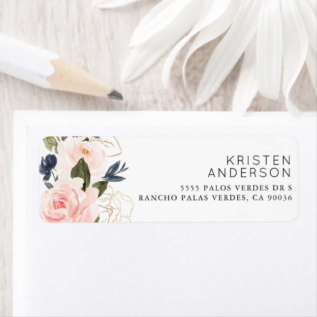 Pink Navy Blue Floral Watercolor Gold Foil (Insitu)