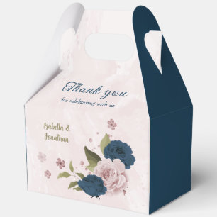 pink navy blue flowers wedding favour box