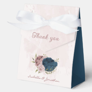 pink navy blue flowers wedding  favour box