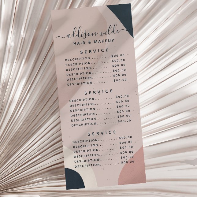 Pink Navy Blue Modern Abstract Shapes Neutral Rack Card (Creator Uploaded)