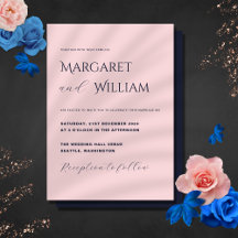 Pink & Navy Blue Modern Minimalist Elegant Wedding