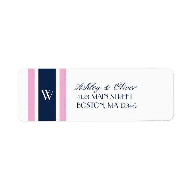 Pink & Navy Blue Stripes | Monogram (Front)