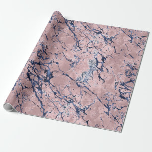 Pink Navy Blue  Wrapping Paper