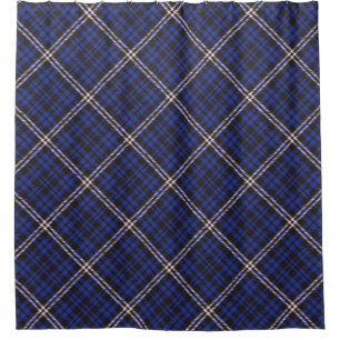 Pink Navy Diagonal Plaid Tartan textured Seamless Shower Curtain