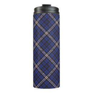 Pink Navy Diagonal Plaid Tartan textured Seamless Thermal Tumbler