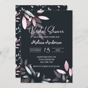 Pink Navy Elegant Soft Watercolor Bridal Shower Invitation