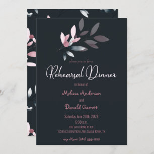 Pink Navy Elegant Soft Watercolor Rehearsal Dinner