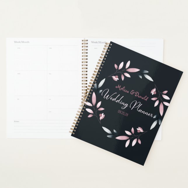 Pink Navy Elegant Soft Watercolor Wedding Planner (Display)