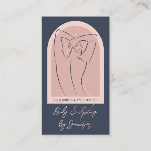 Pink Navy Elegant Woman Body Sculpting Contouring Business Card
