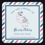 Pink & Navy Elephant Baby Shower Library Bookplate Square Sticker<br><div class="desc">Pink & Navy Elephant Baby Shower Library Bookplate Square Bookplate stickers with cute little elephant, stripes, and hearts. This design is perfect for adding to baby's library of books given by guests. If asking guests to give books to baby, these stickers will let them sign there name and place inside...</div>